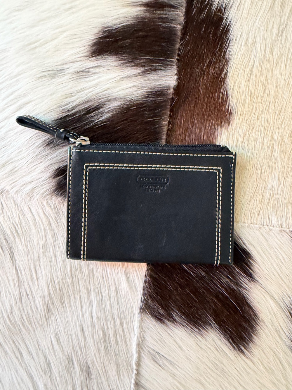 Coach Black Leather Zip Card Wallet